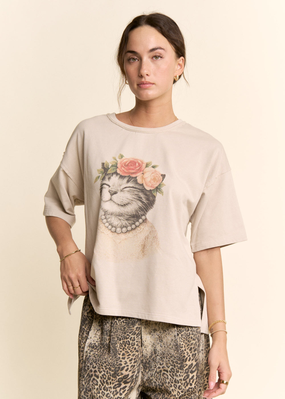 Blossom Crown Cat Graphic Tee