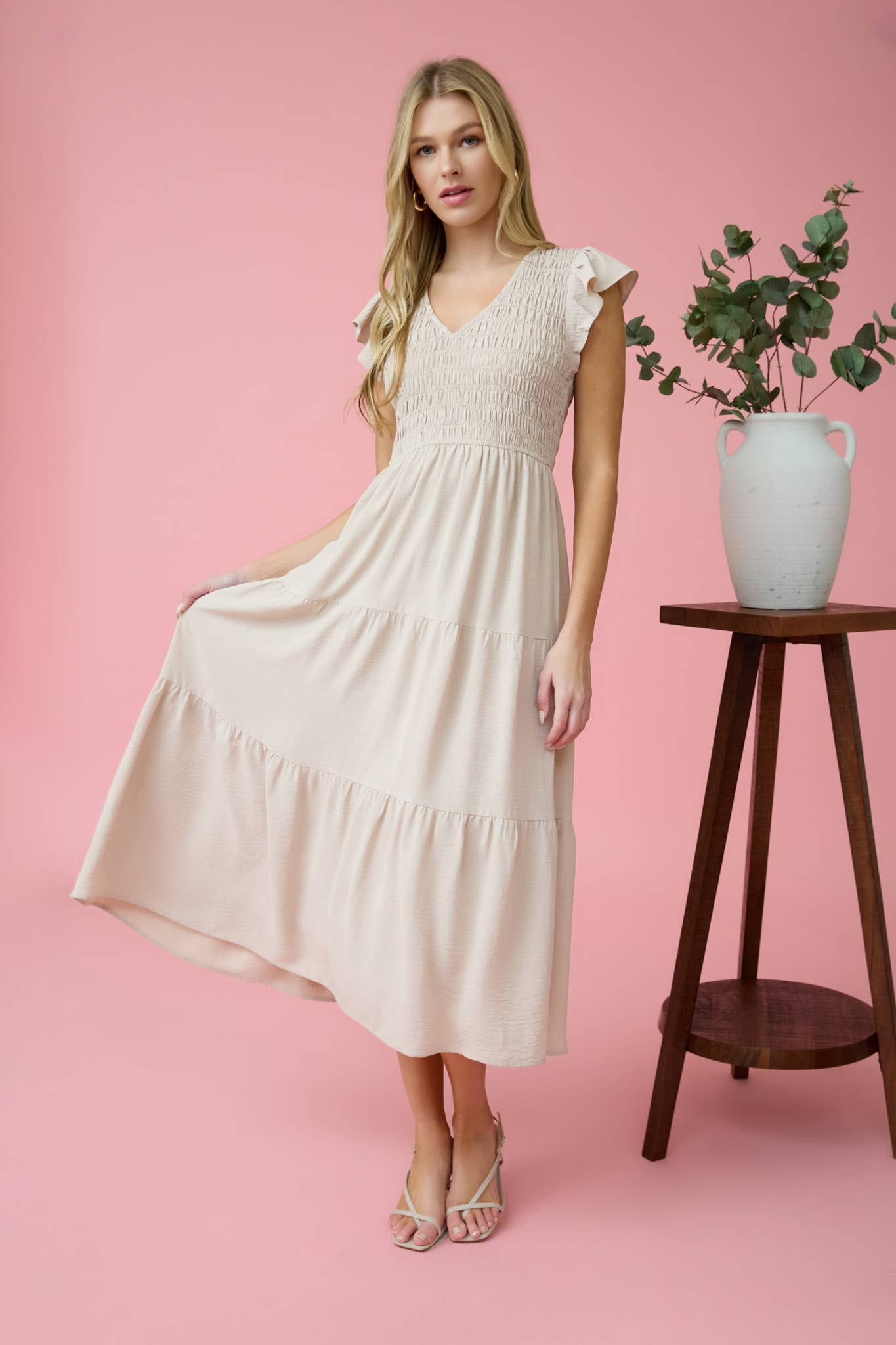 FLUTTER SLEEVE MAXI DRESS