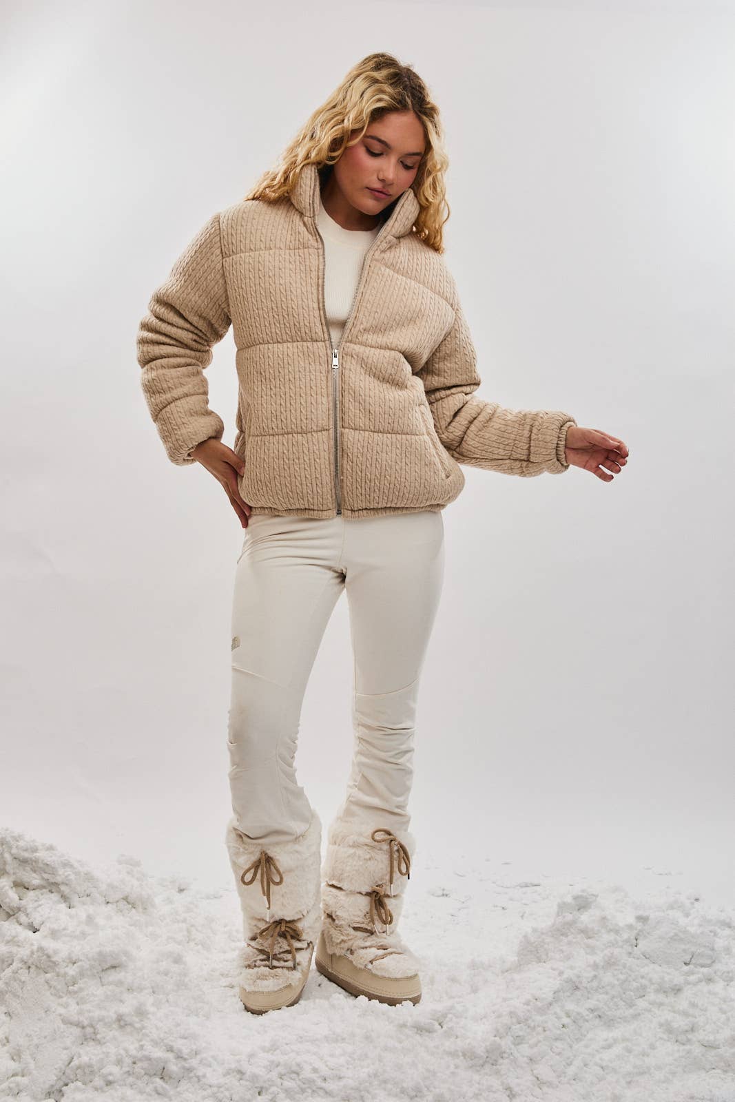 Zip Front Puffer Jacket with Drawstring