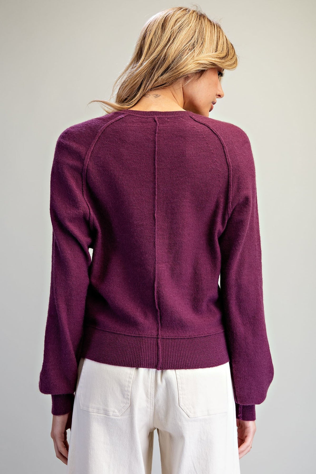 Soft Knit Henley Raglan Sweater