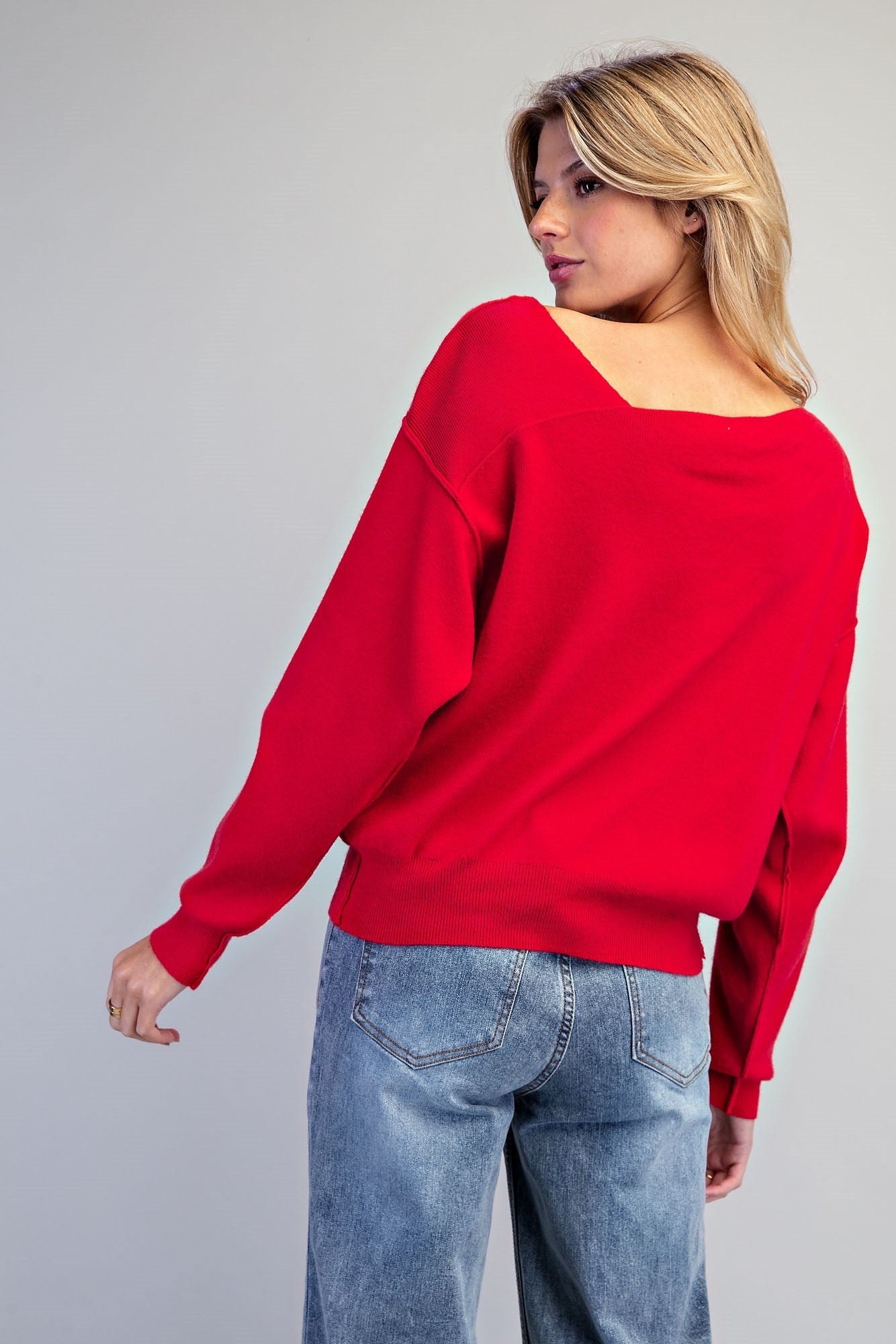 Asymmetrical Off Shoulder Knit Sweater