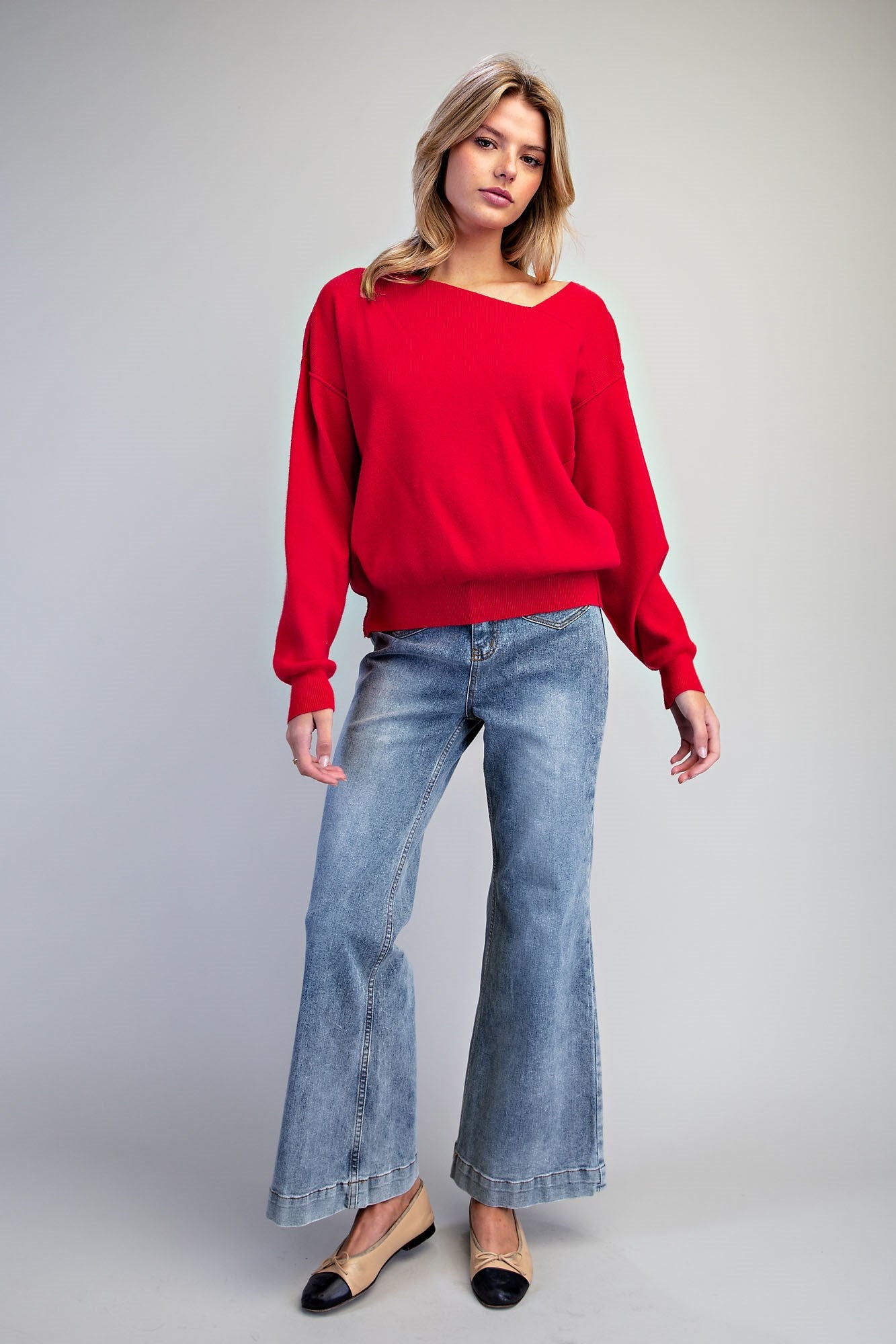 Asymmetrical Off Shoulder Knit Sweater