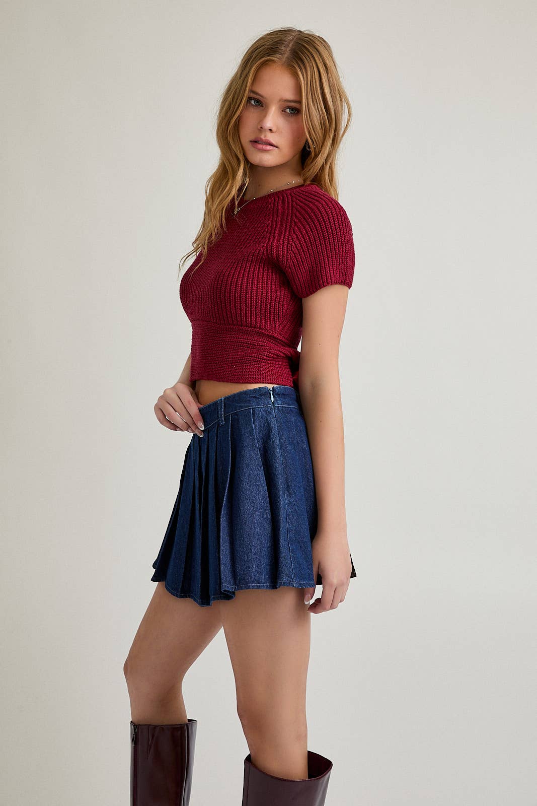 TIe-Back Short Sleeve Sweater