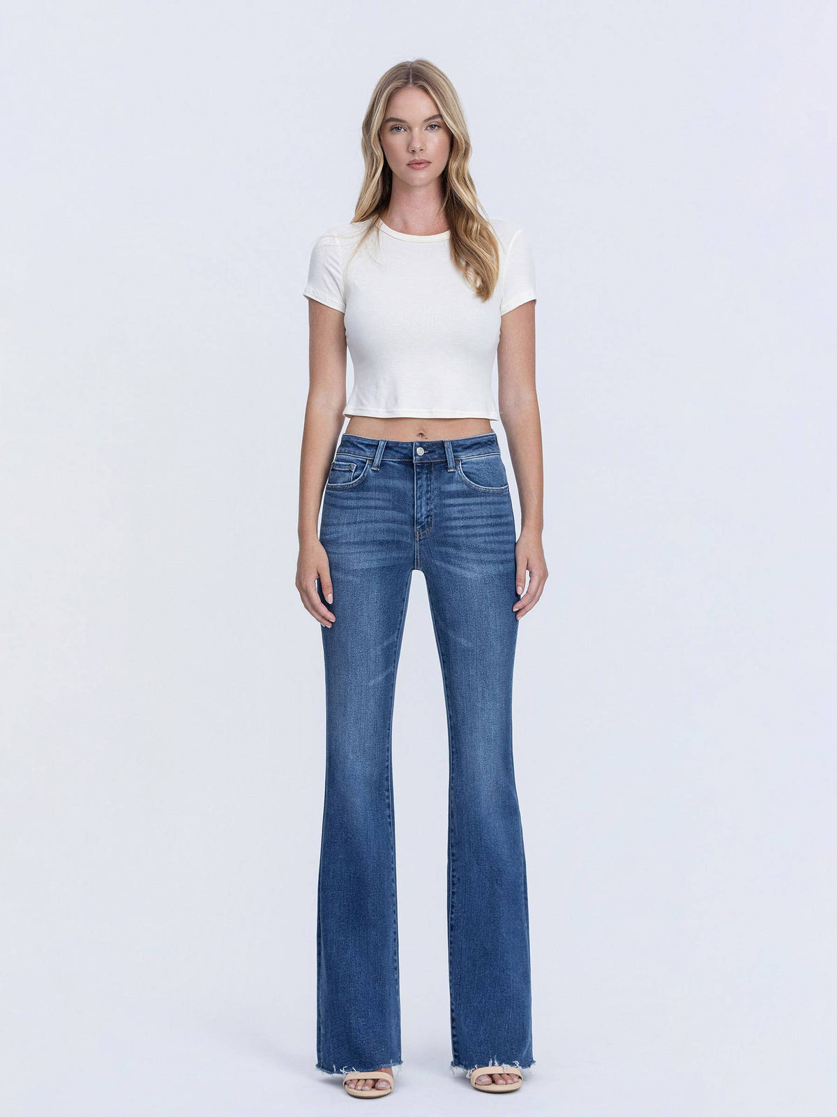 Lovervet High Rise Raw Hem Bootcut Jeans 33"