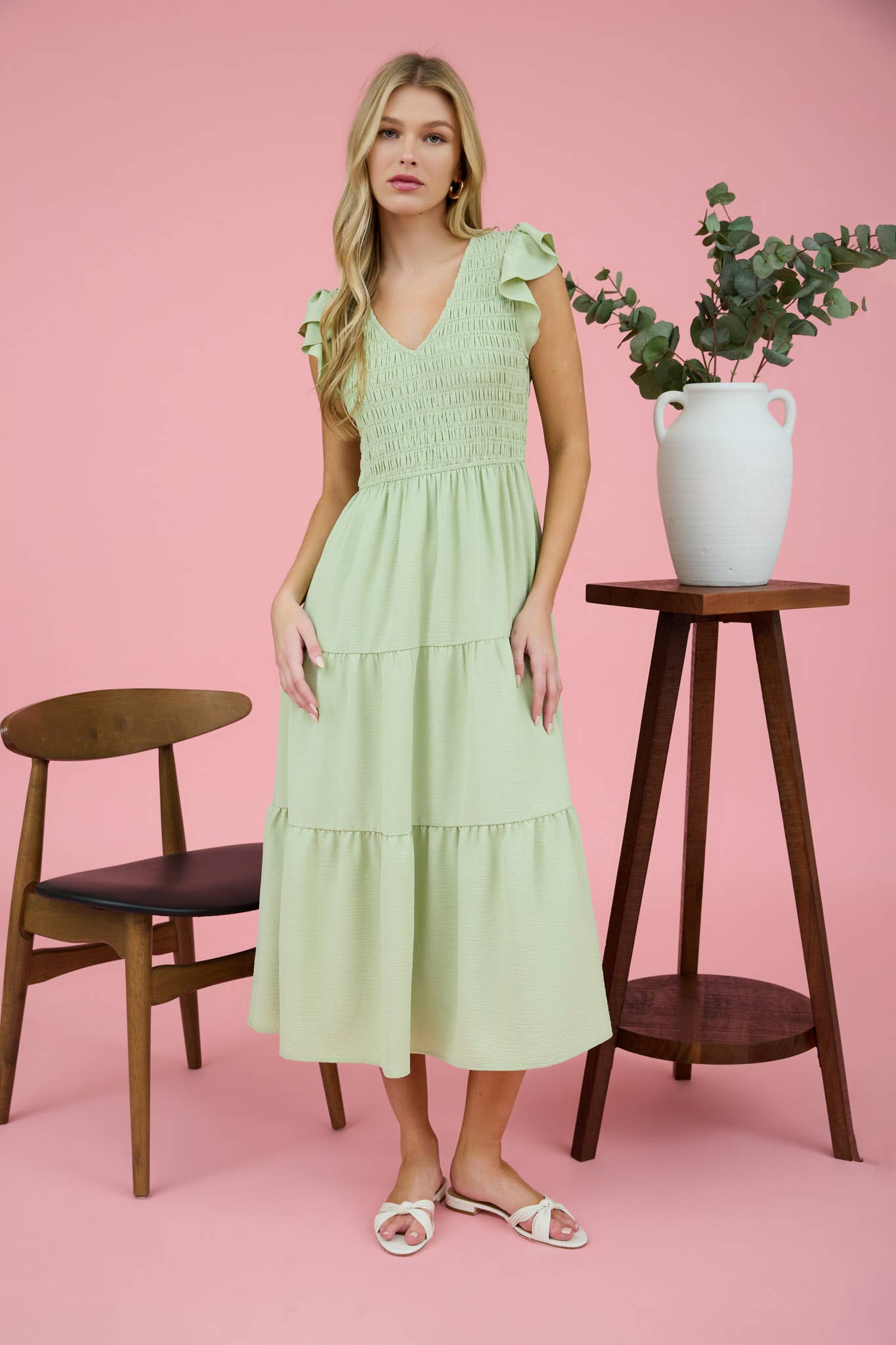 FLUTTER SLEEVE MAXI DRESS