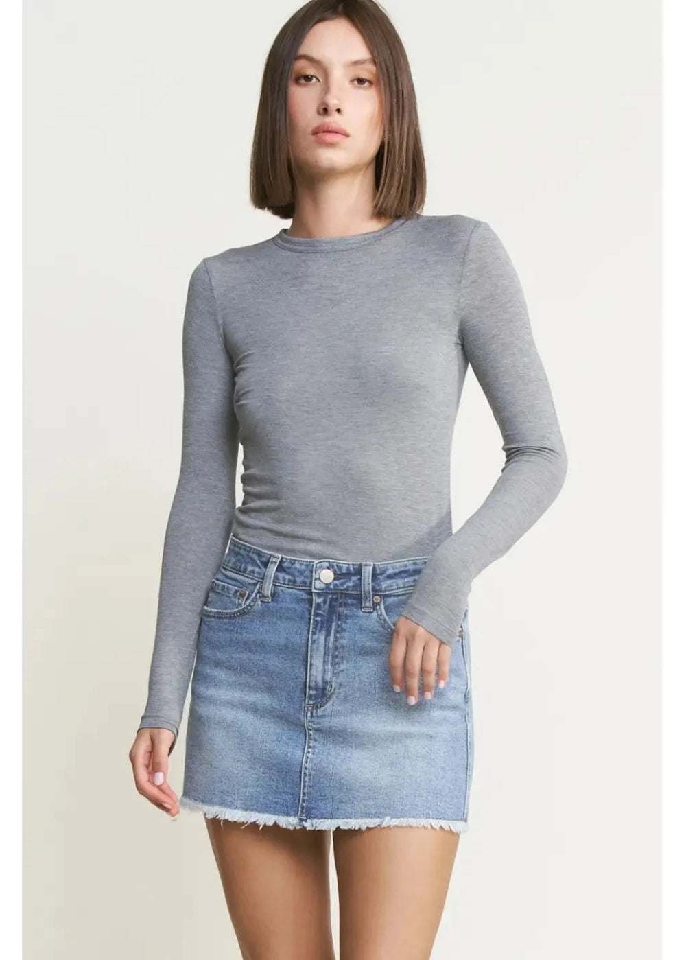 High Rise Denim Mini Skirt