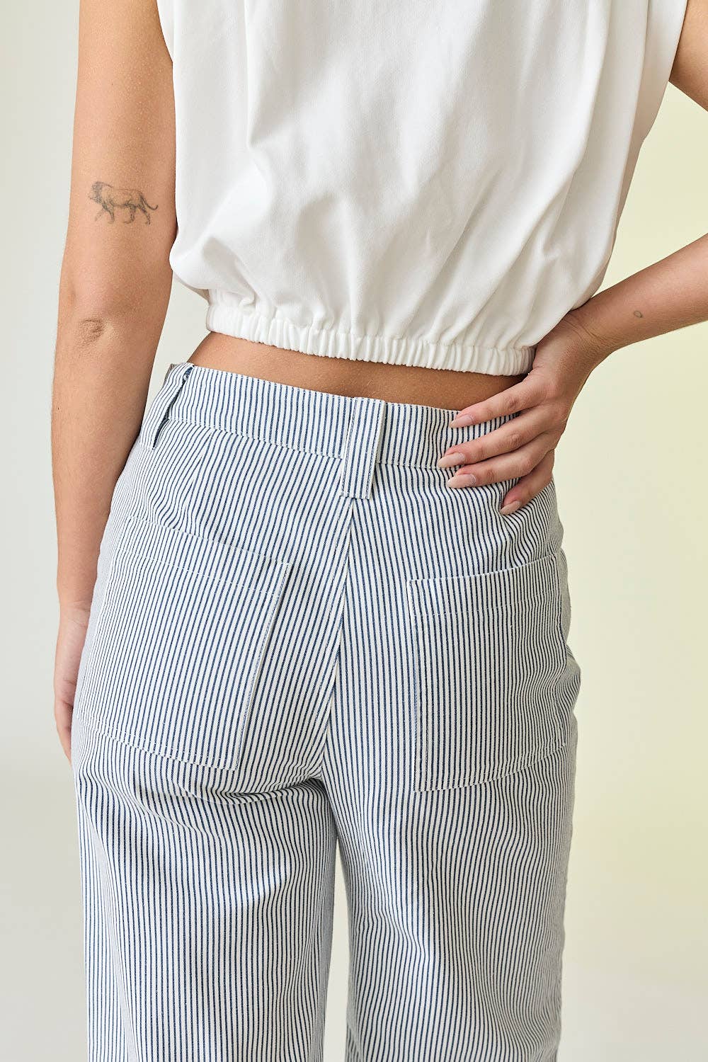 Pinstripe Straight Leg Trousers