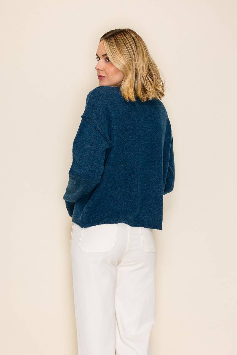 Heathered Crew Neck Knit Sweater