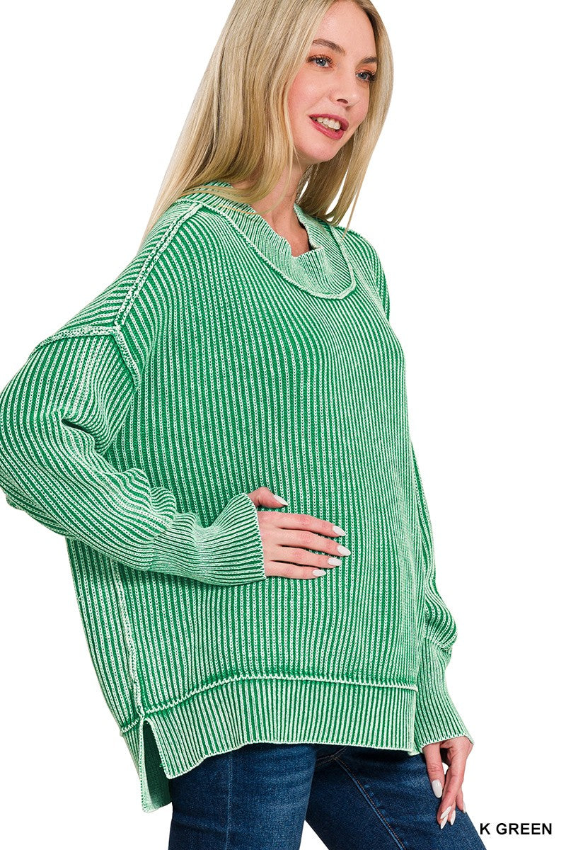 Ribbed Side-Slit Sweater