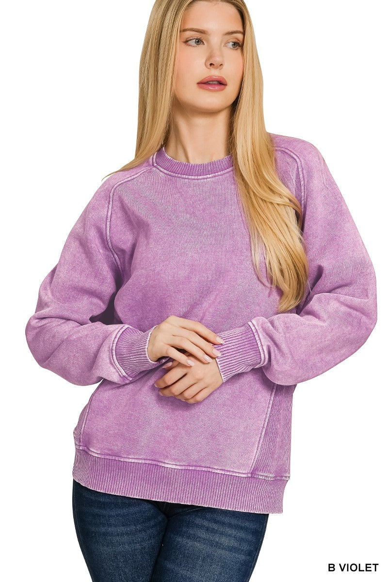 Acid-Wash Fleece Sweatshirt