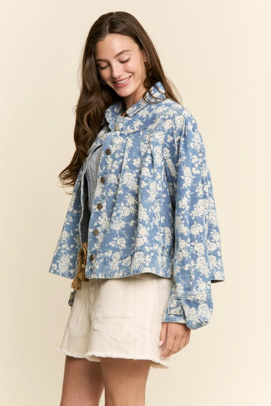 Floral Print Denim Jacket