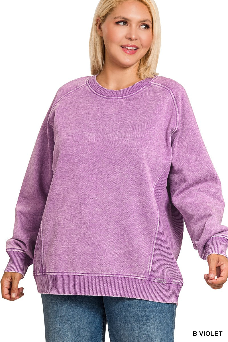 Acid-Wash Fleece Sweatshirt