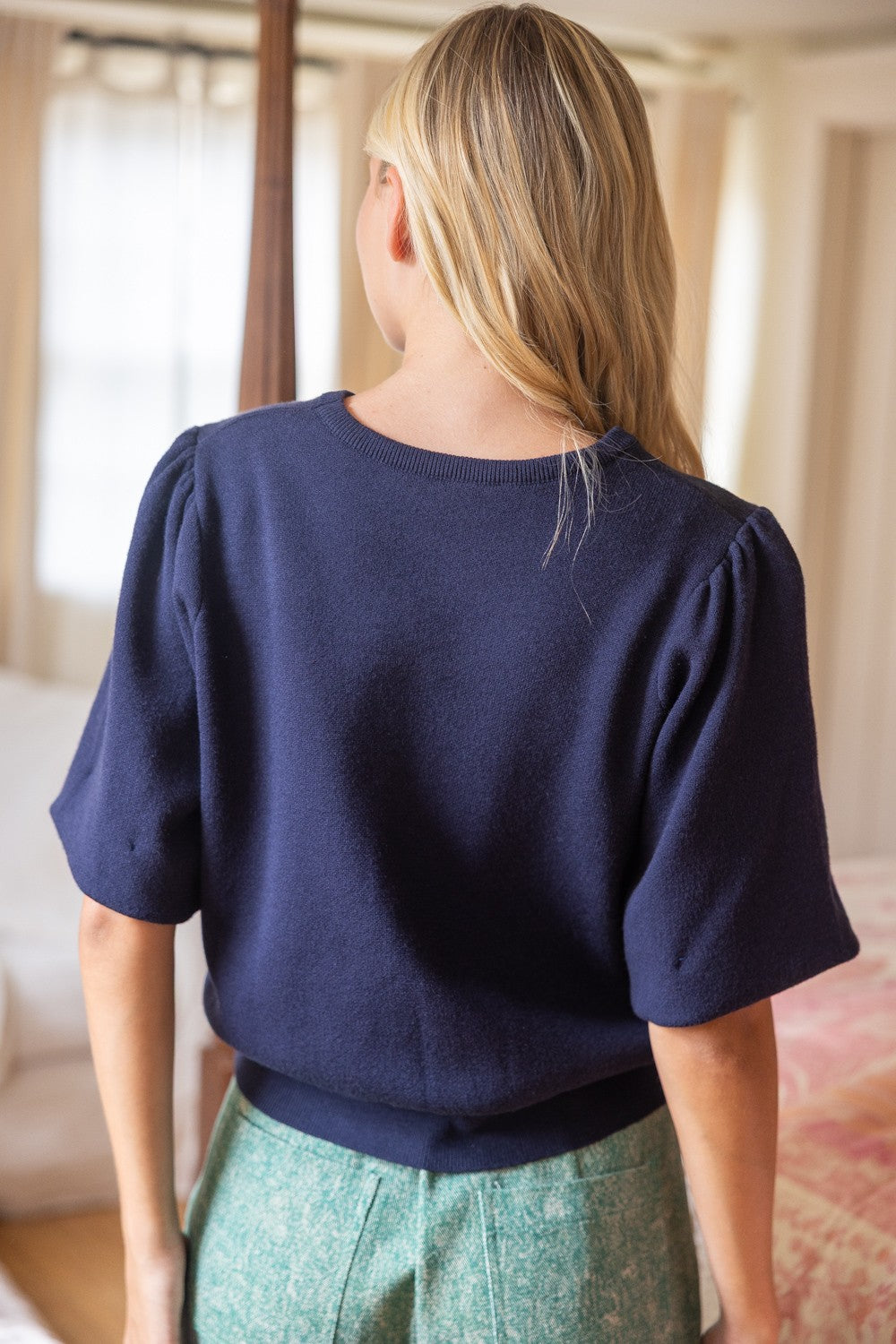 Classic Puff Sleeve Knit Sweater Top