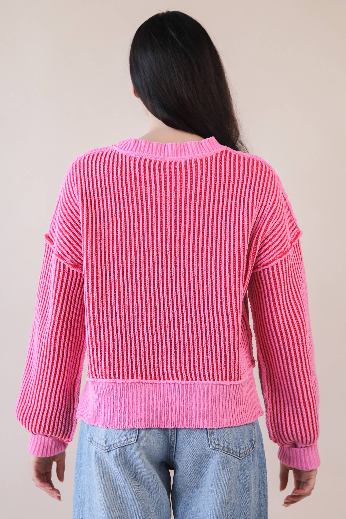 Two Tone Striped Casual Sweater