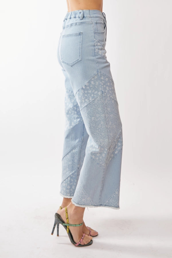 Floral Print Wide Leg Jeans