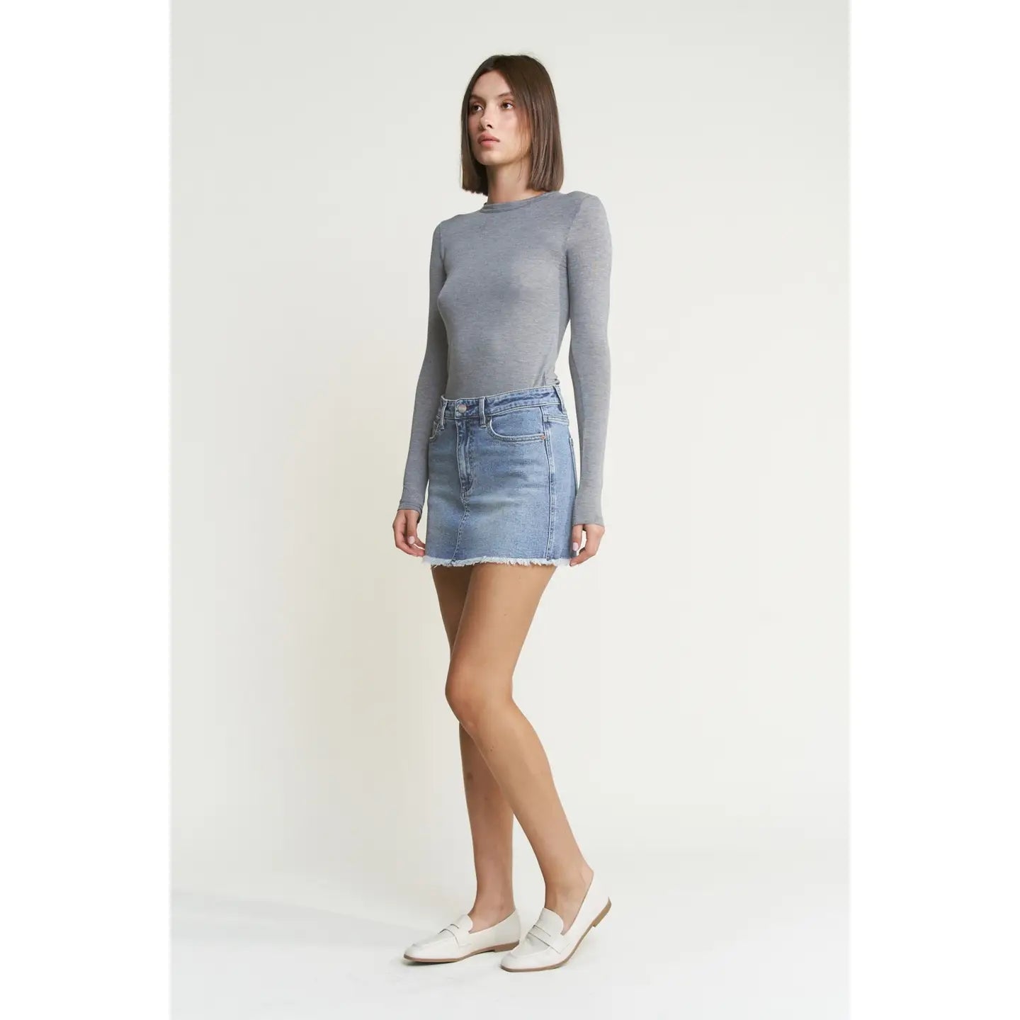 High Rise Denim Mini Skirt