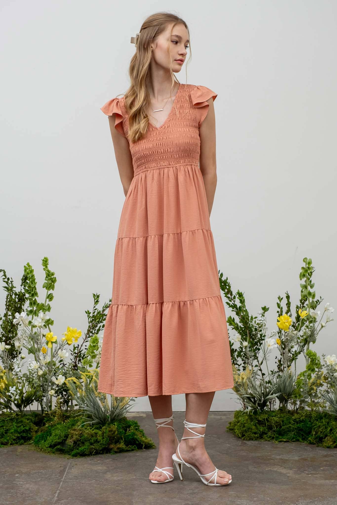 FLUTTER SLEEVE MAXI DRESS