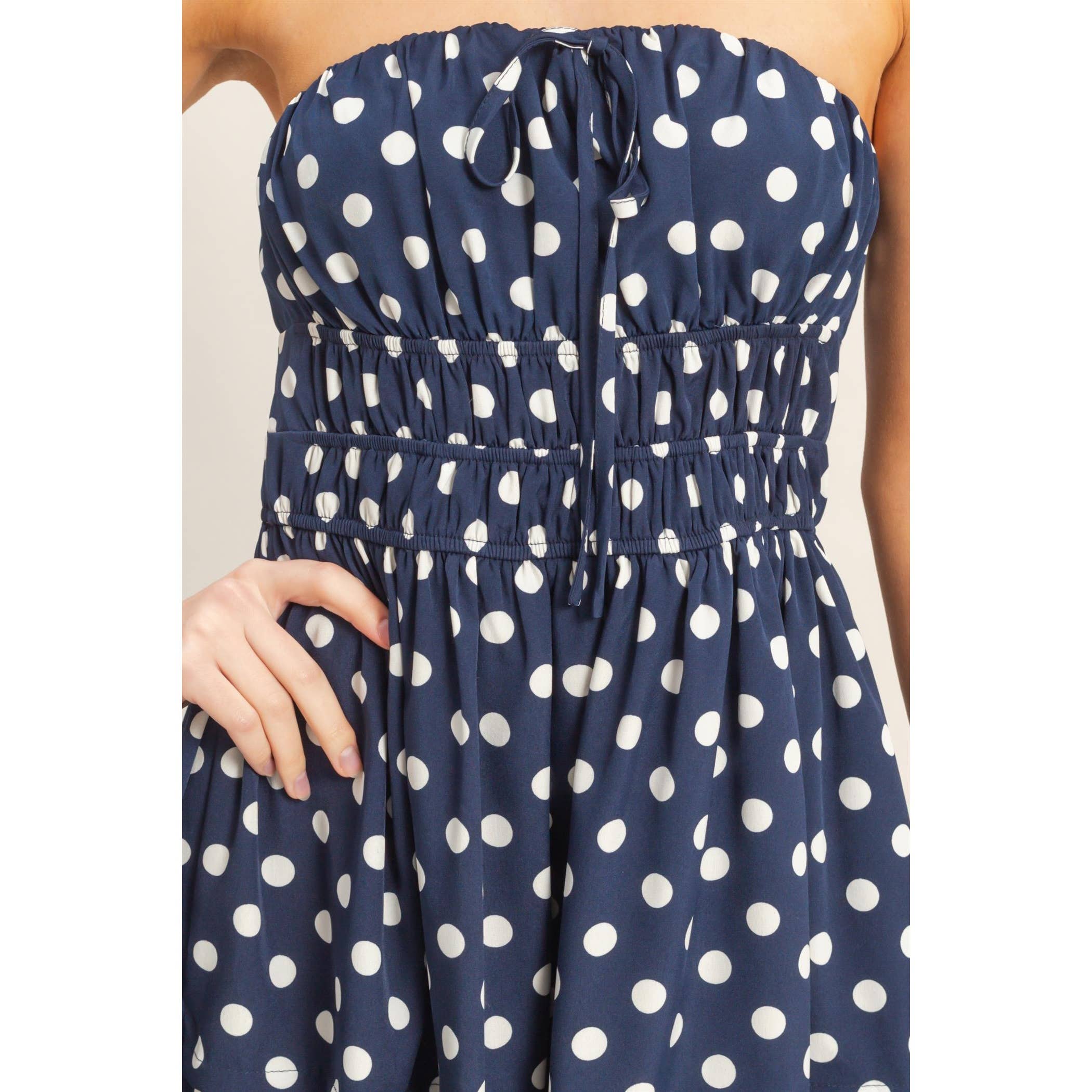 Polka Dot Strapless Dress
