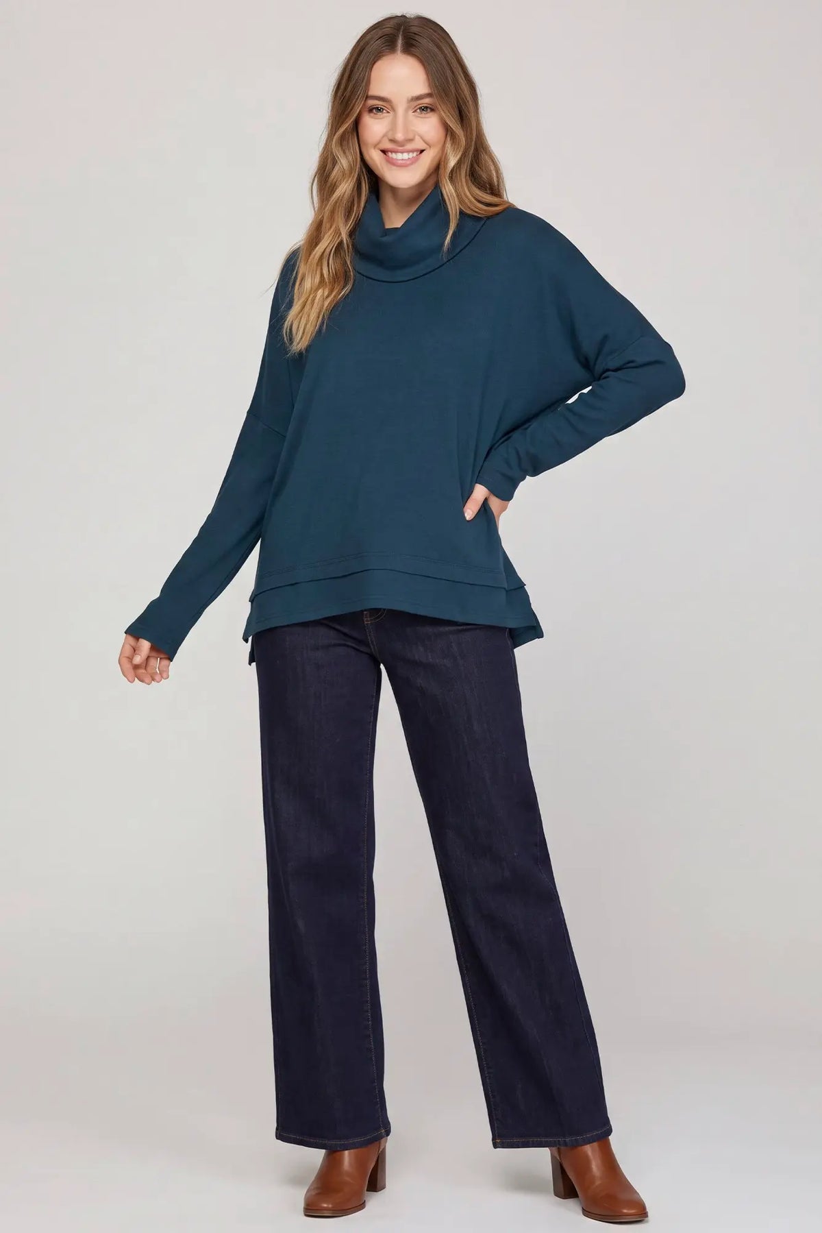 Oversized Cowl Neck Tunic Sweater
