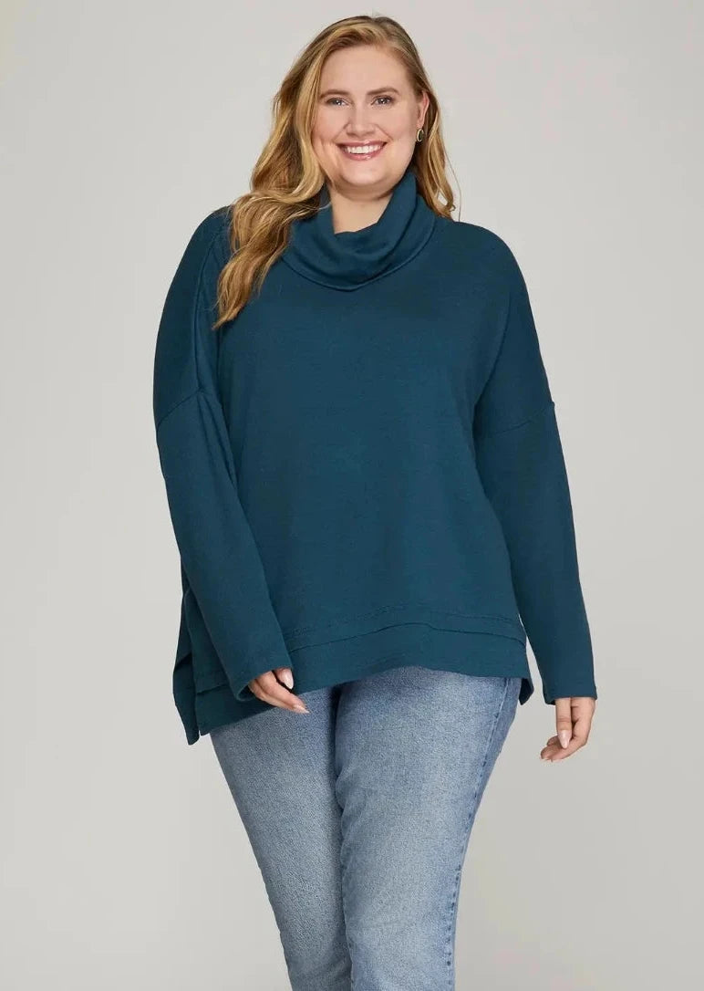 Oversized Cowl Neck Tunic Sweater