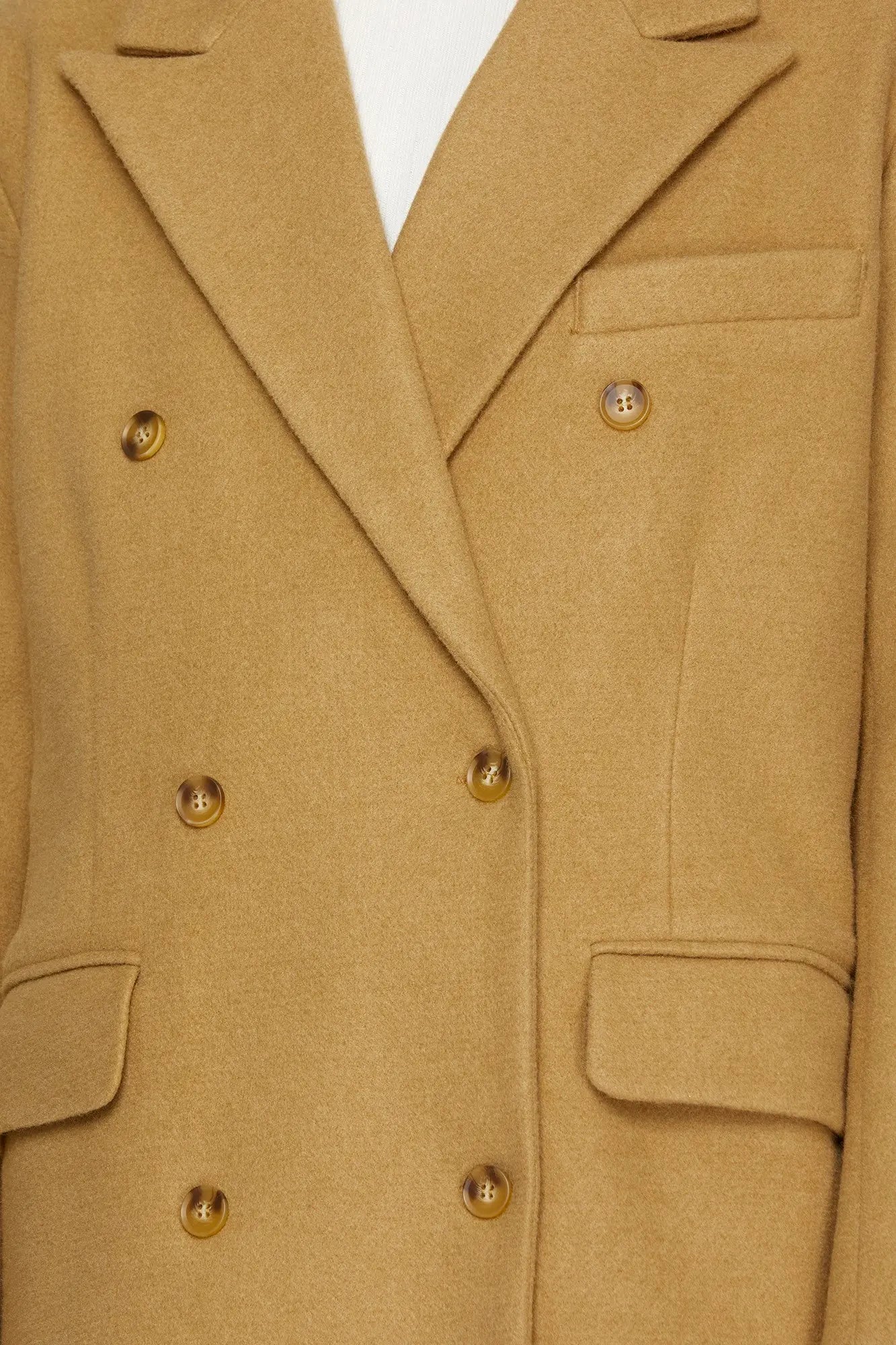 Double Breasted Wool Blend Long Coat