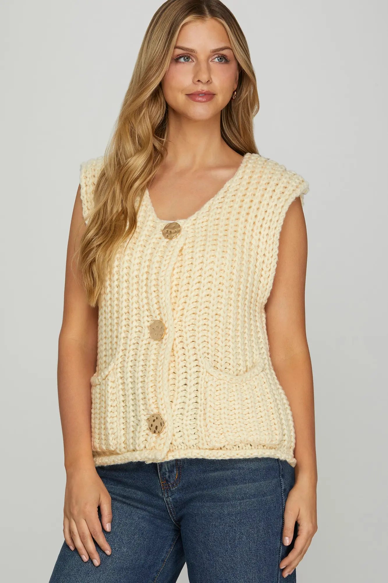 Chunky Knit Sleeveless Sweater Vest