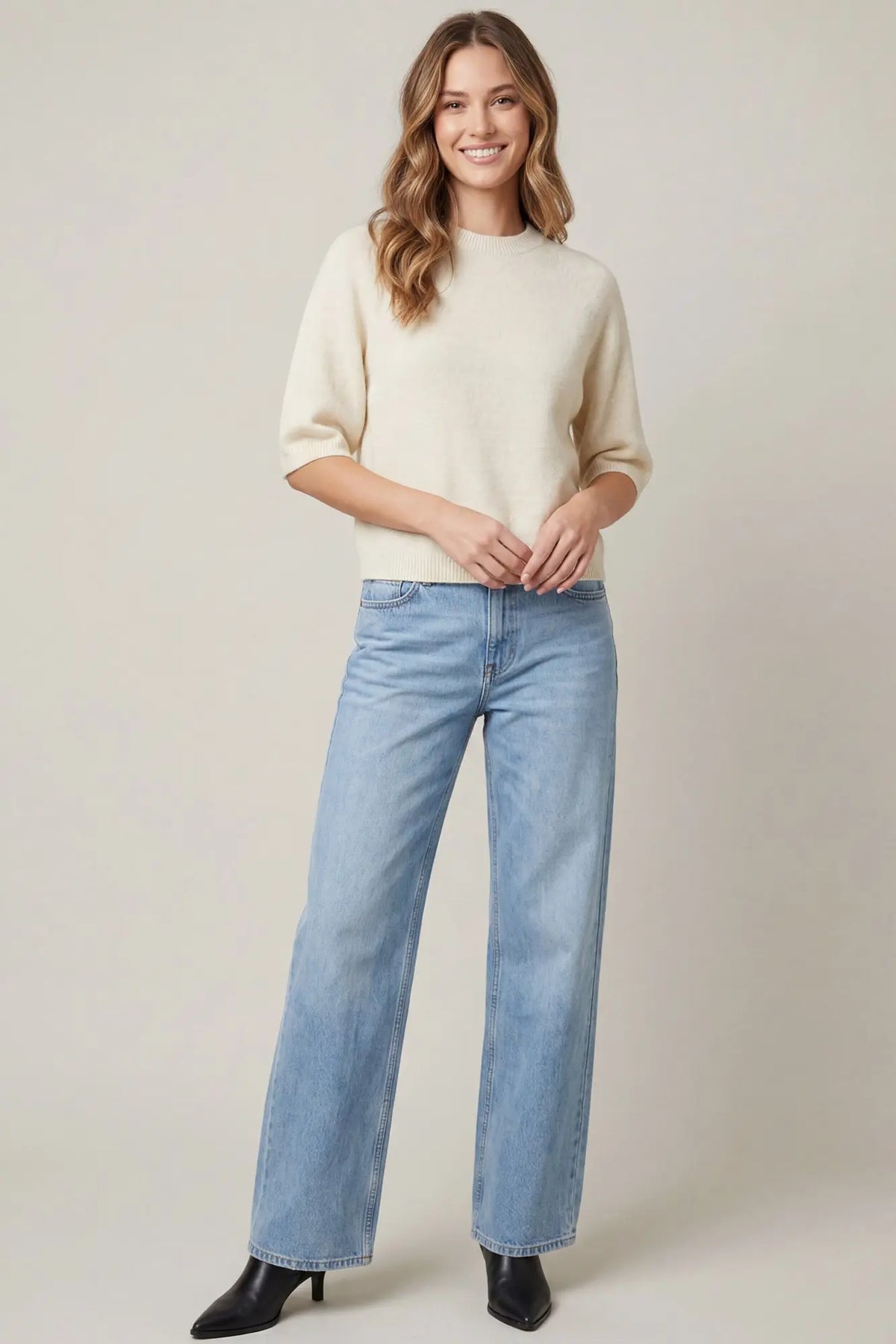 Short Sleeve Crew Neck Sweater