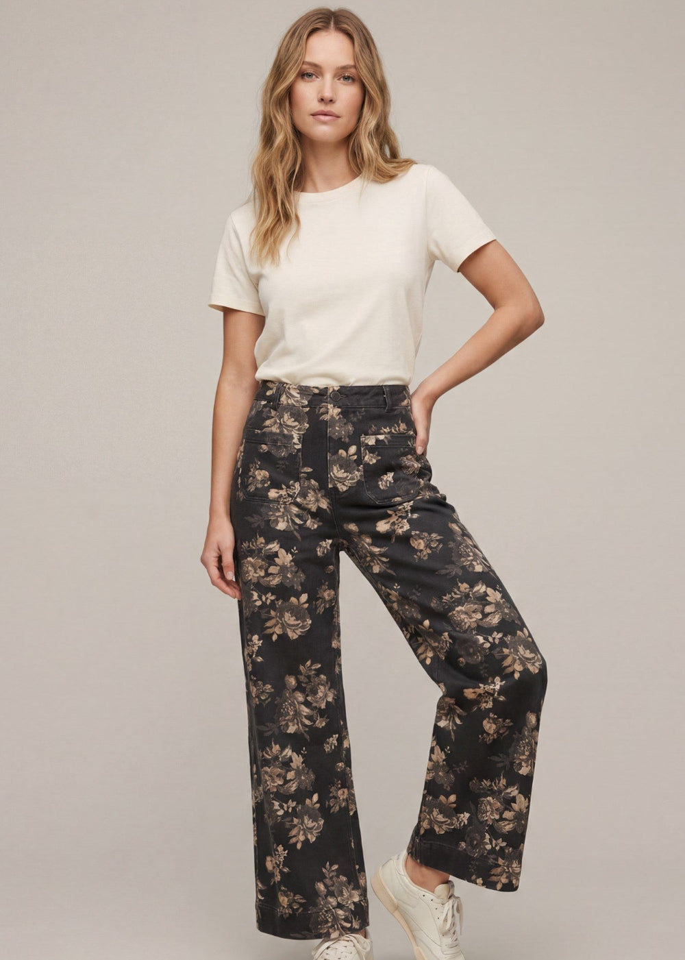 Vintage Floral Wide Leg Jeans