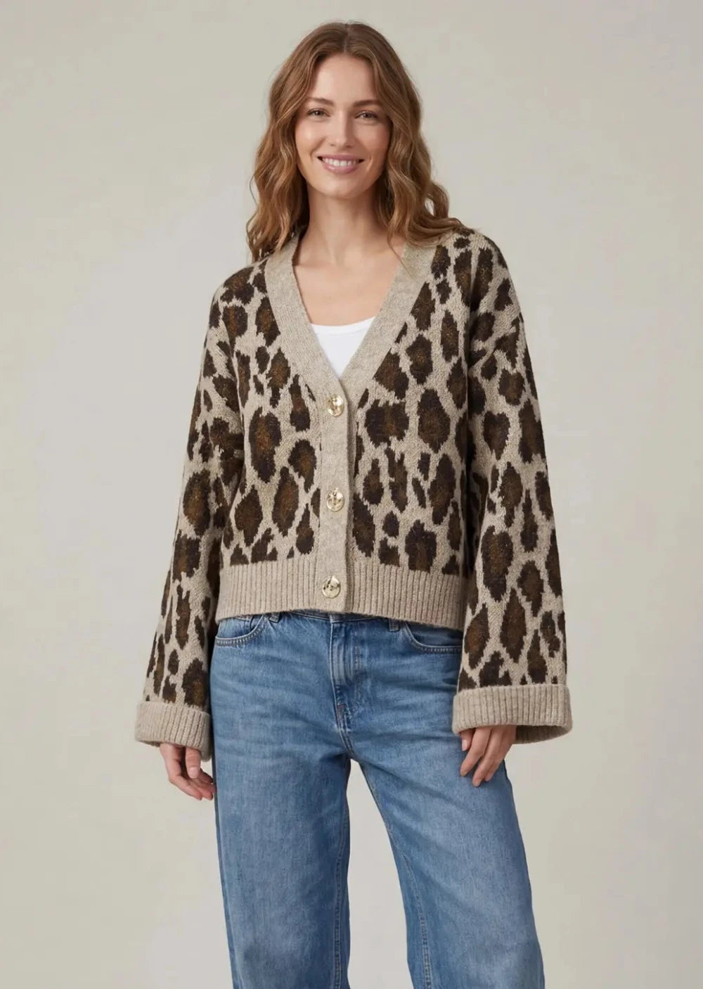 Leopard Print Button Front Cardigan