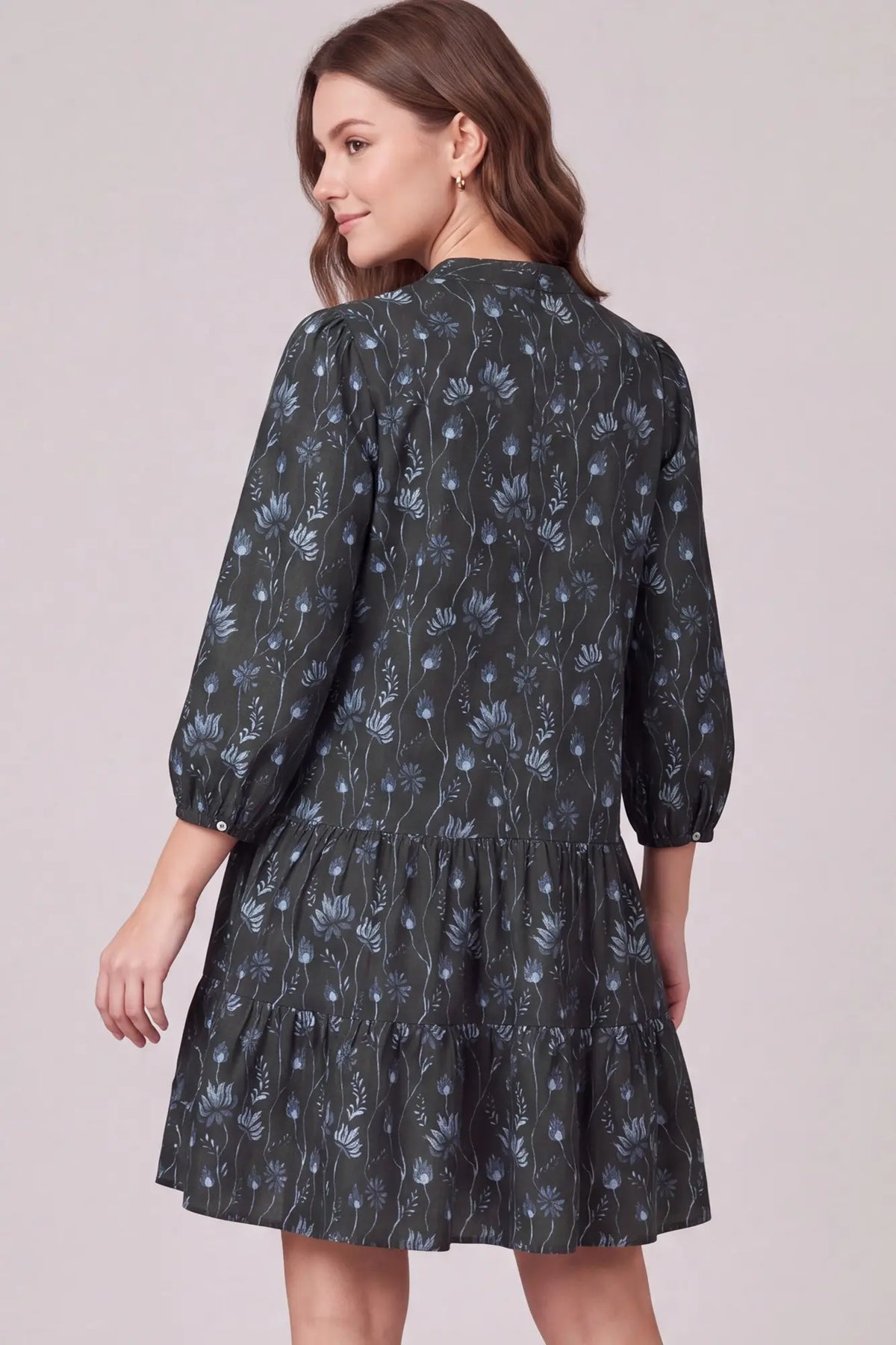 Floral Tiered Button Front Dress