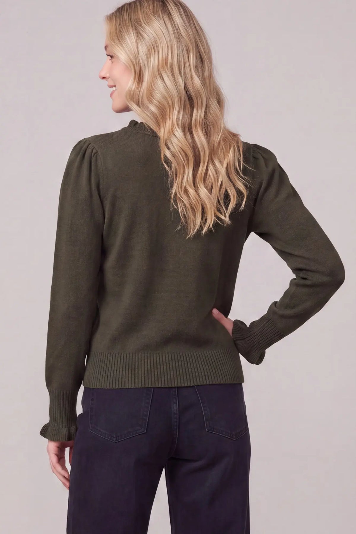 Ruffle Henley Knit Sweater