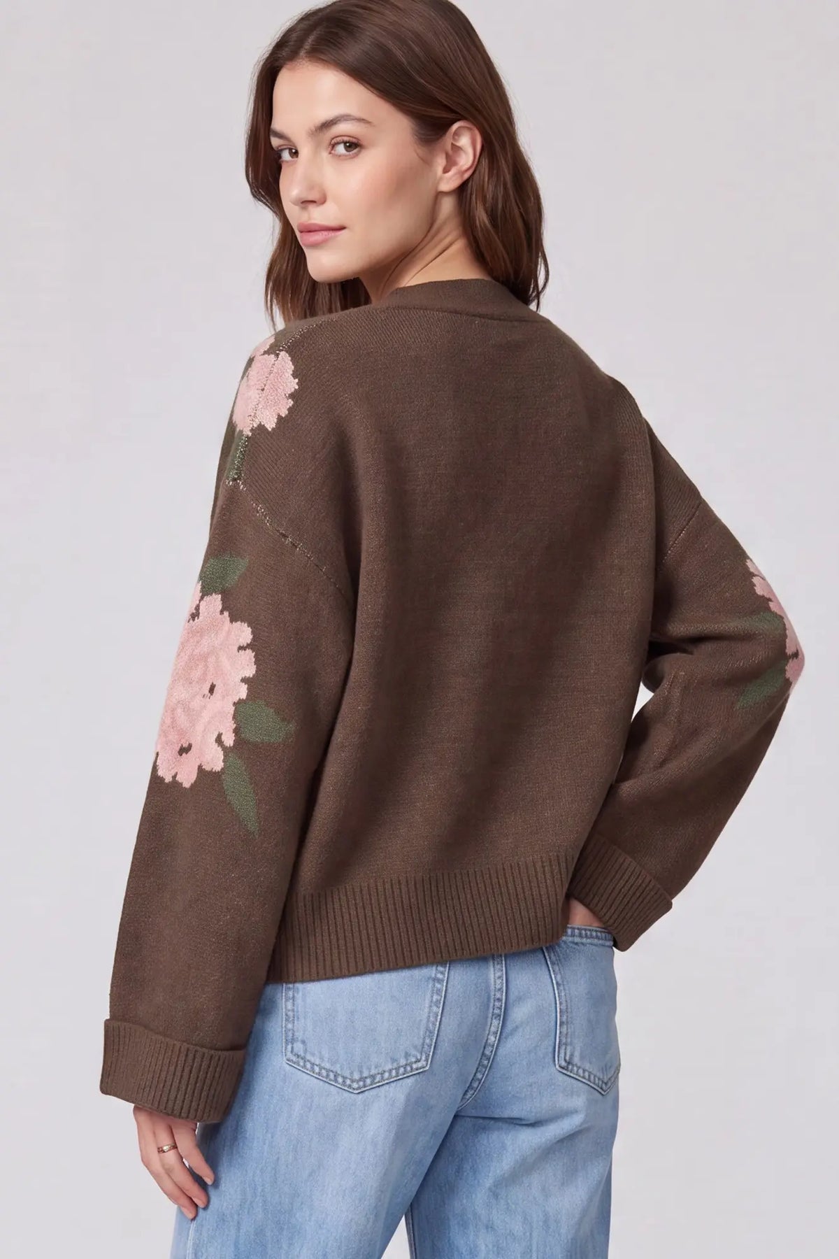 Floral Button Front Cardigan