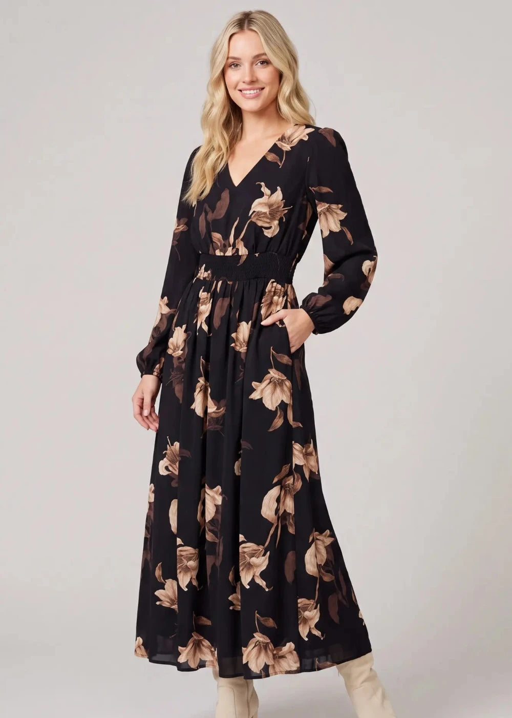 Floral Smocked Waist Maxi Dress