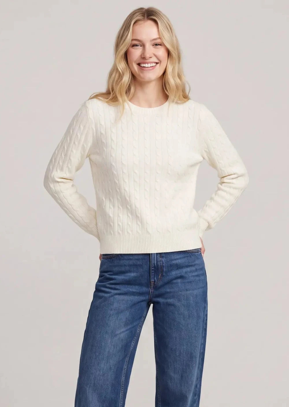 Cable Knit Crew Neck Sweater