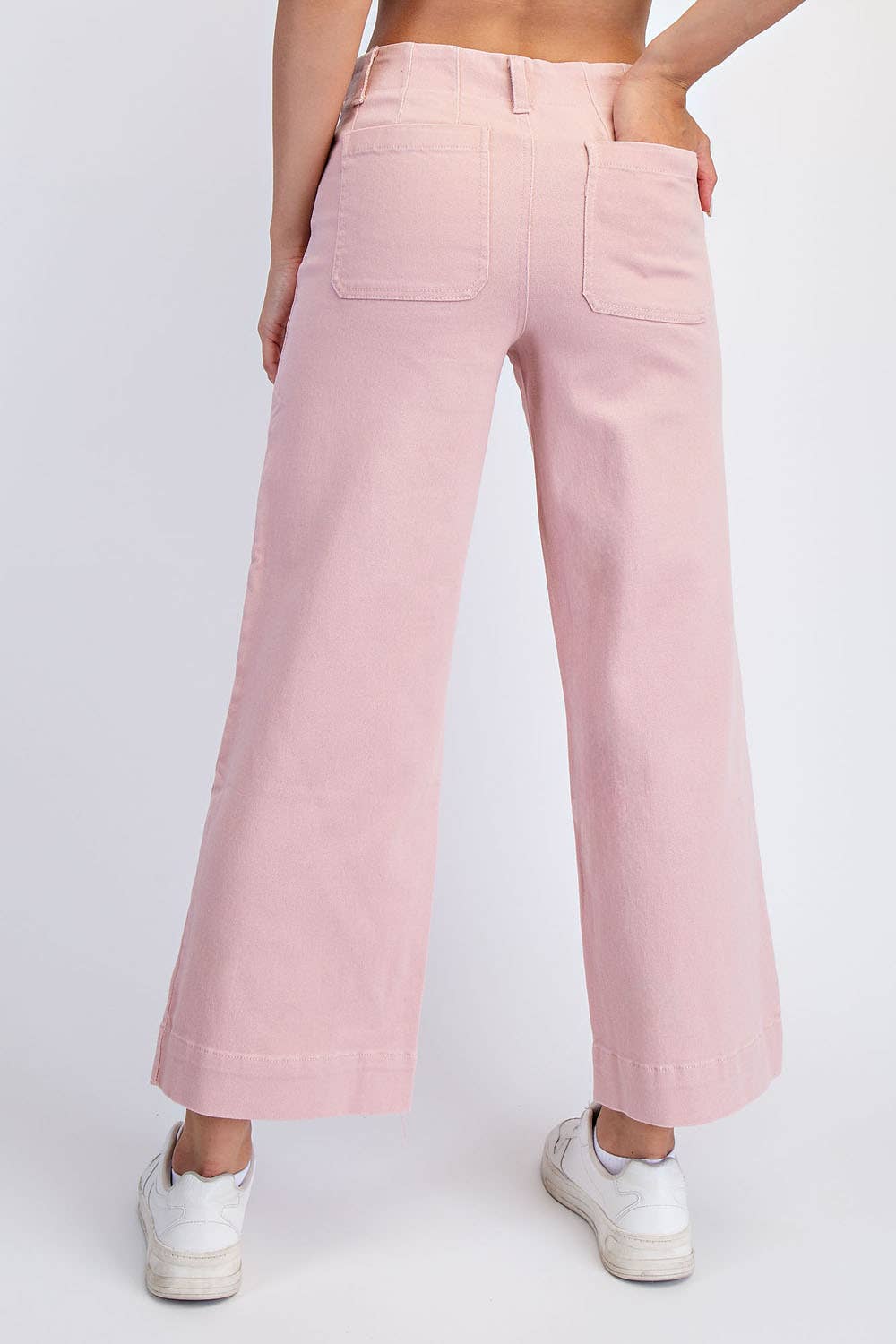 Twill Cropped Wide Leg Pant