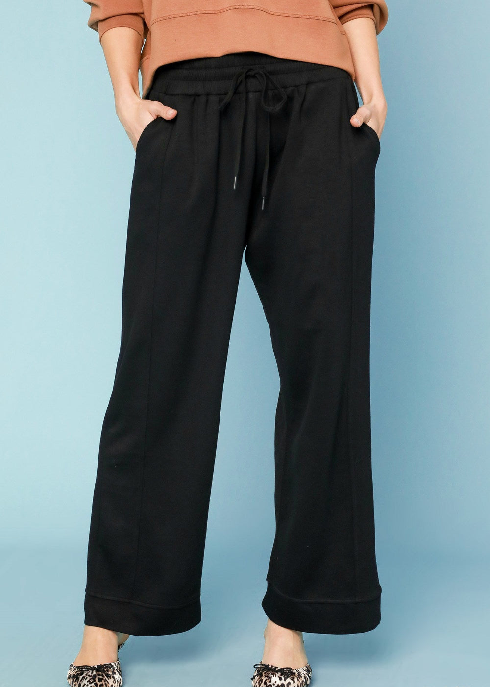 Mid Rise Wide Leg Drawstring Pants