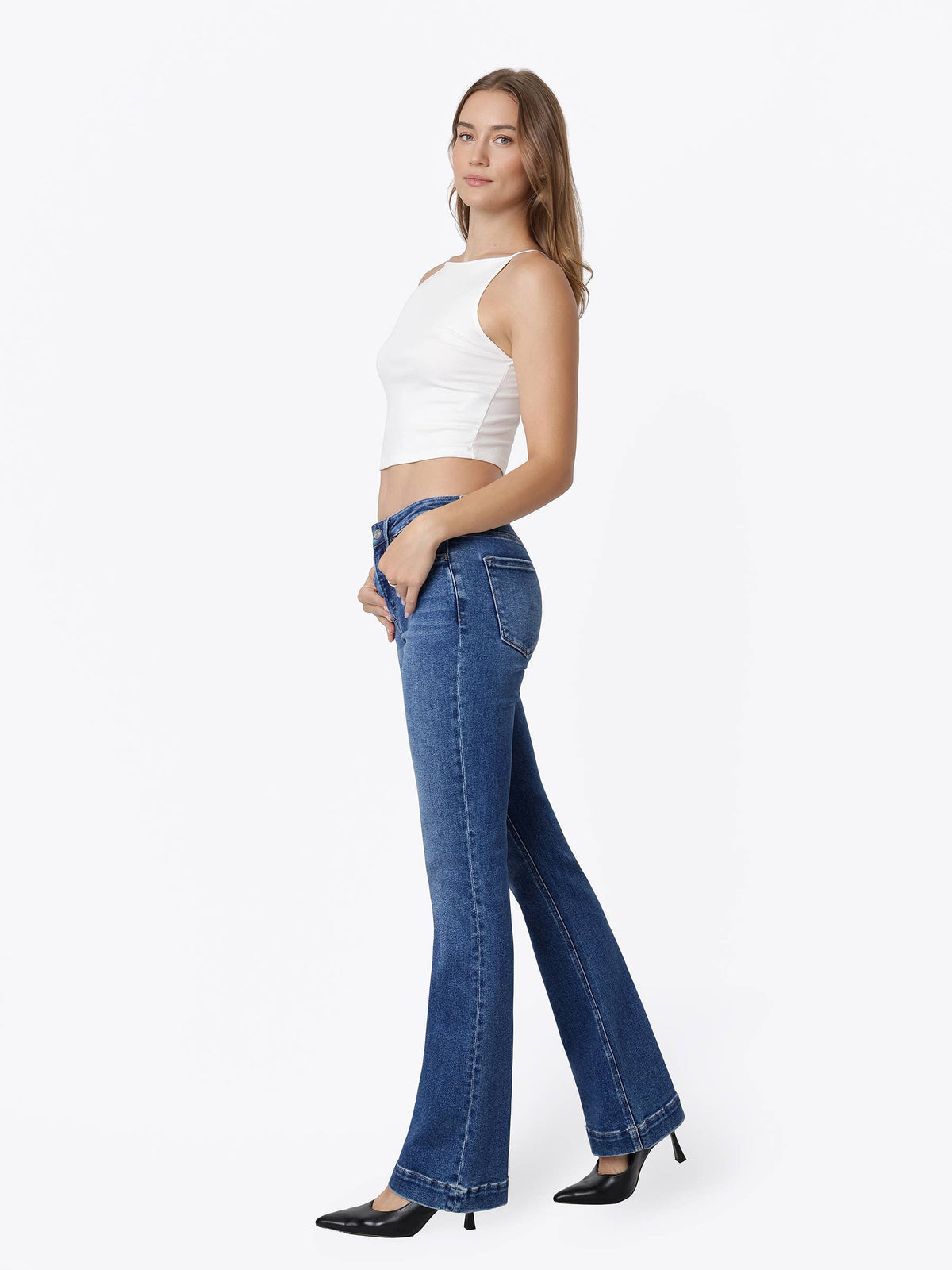 Lovervet High Rise Trouser Hem Bootcut Jeans- 33"