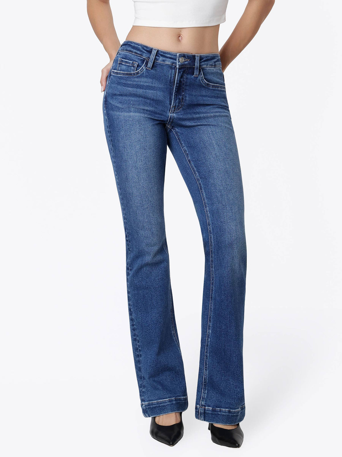 Lovervet High Rise Trouser Hem Bootcut Jeans- 33"
