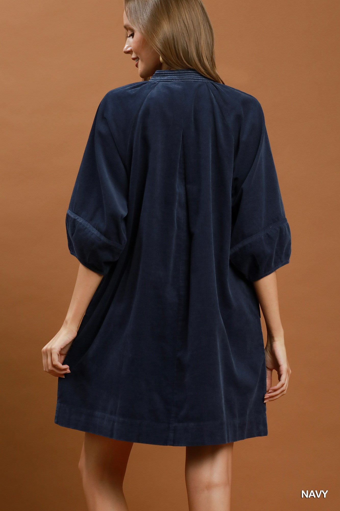 Corduroy Contrast Stitch Mini Dress