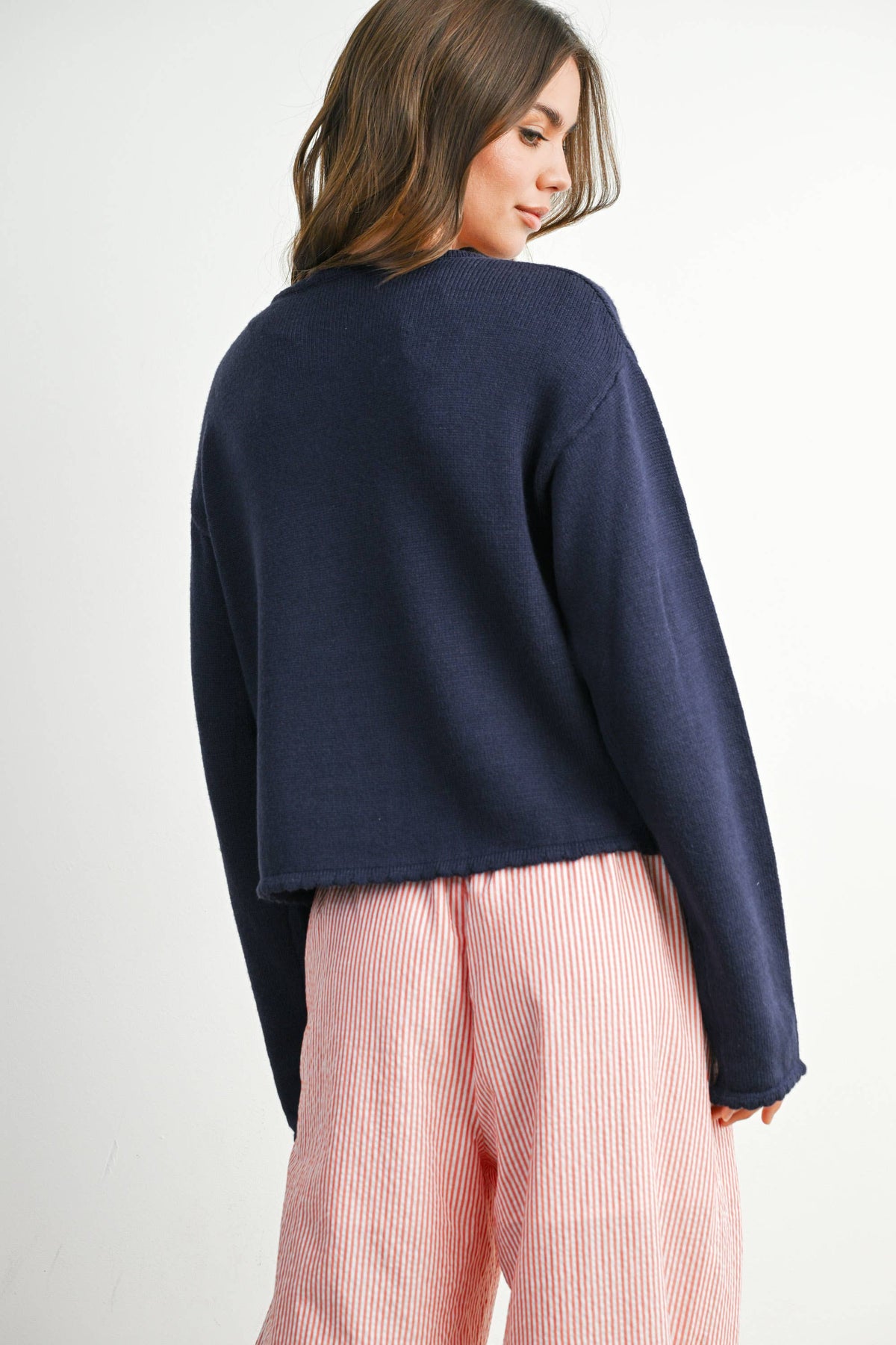 Tie-Front Cropped Sweater
