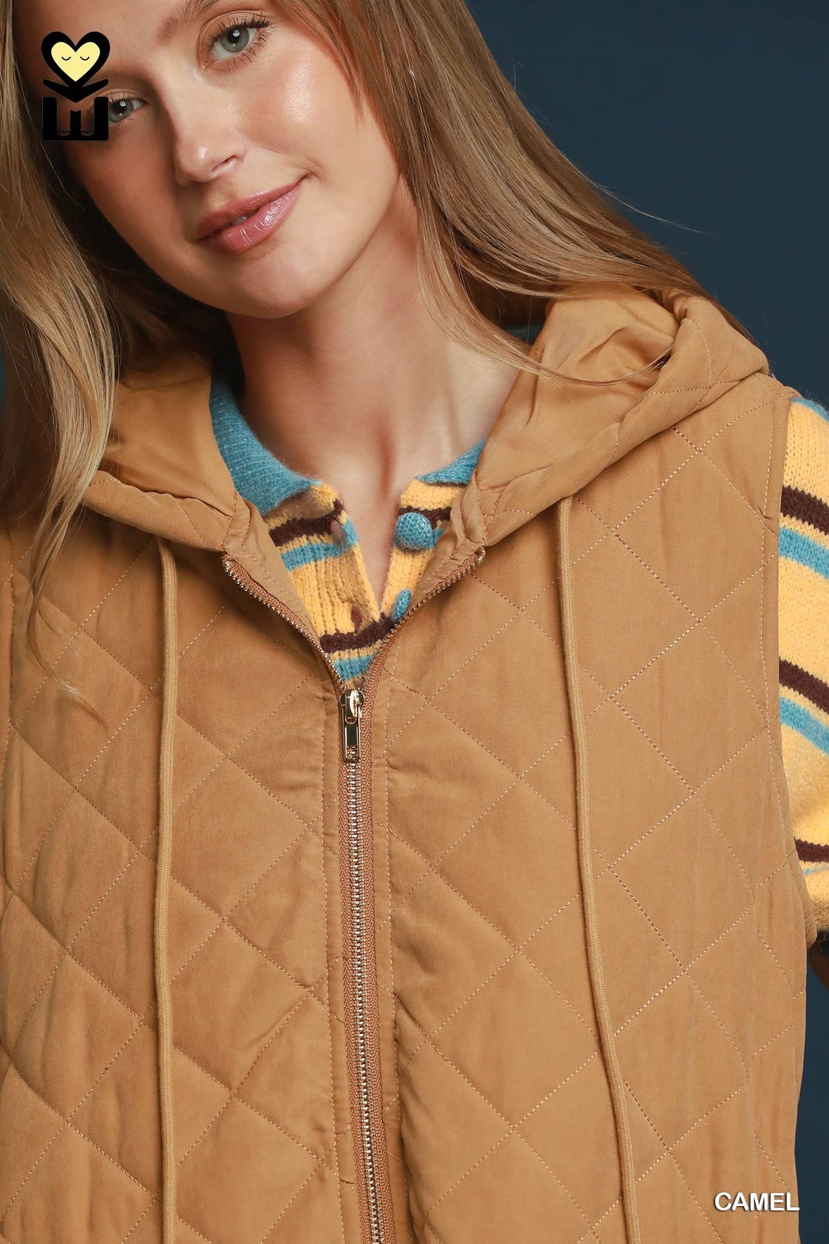 Hooded Quilted Zip Up Vest
