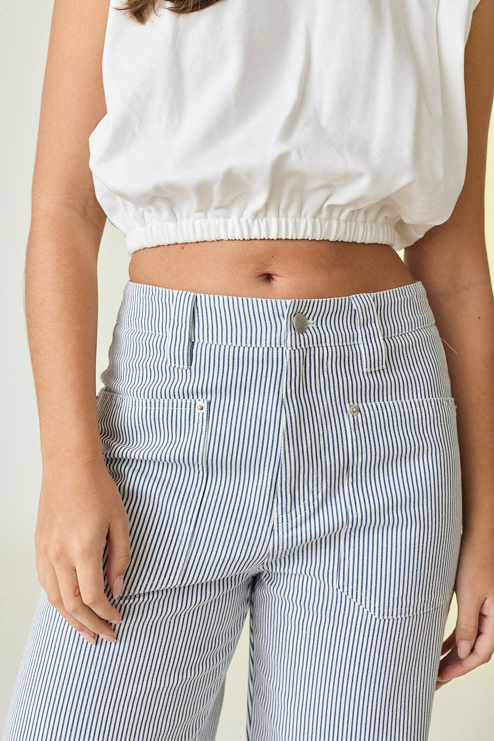 Pinstripe Straight Leg Trousers