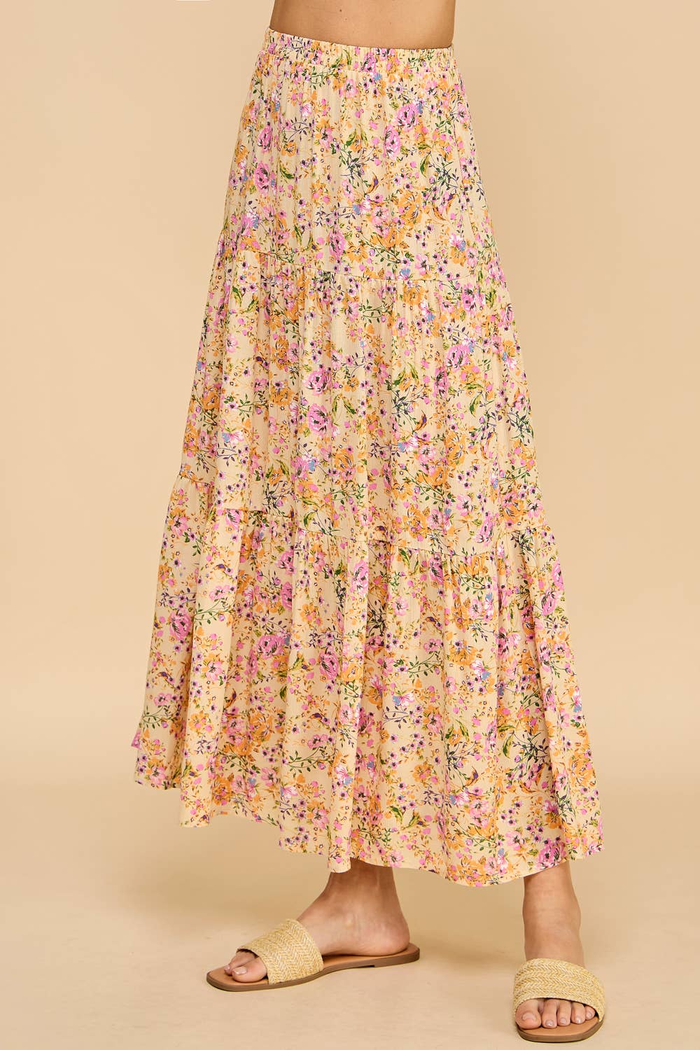 Flowy Floral Tiered Maxi Skirt