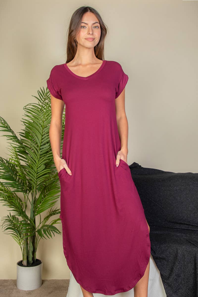 V-Neck Side Slit Maxi Dress