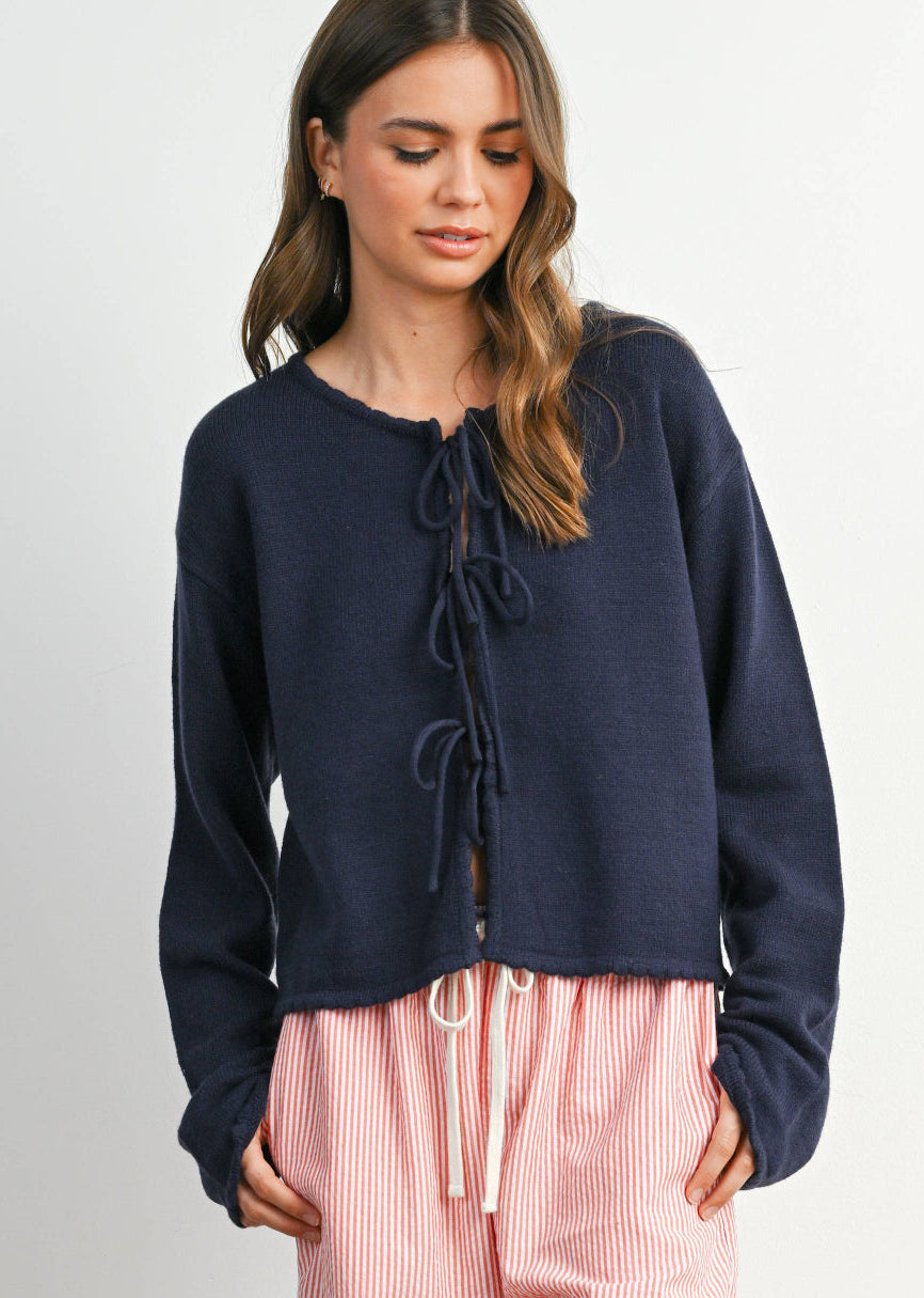 Tie-Front Cropped Sweater