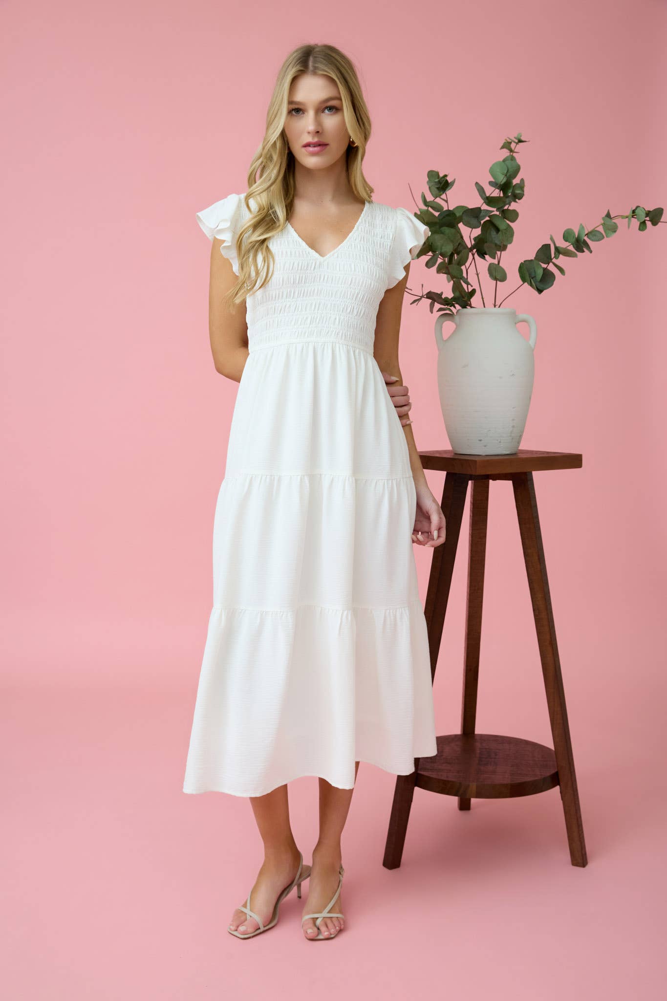 FLUTTER SLEEVE MAXI DRESS