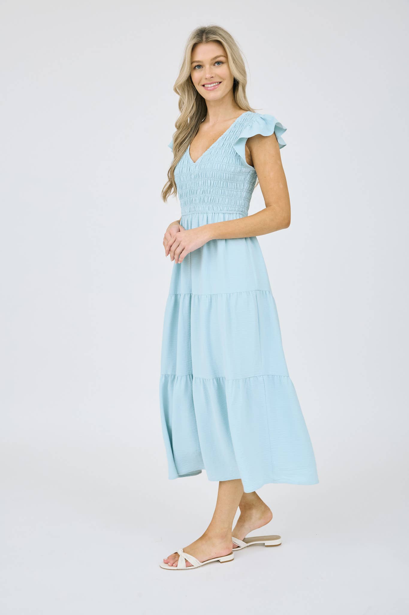 FLUTTER SLEEVE MAXI DRESS
