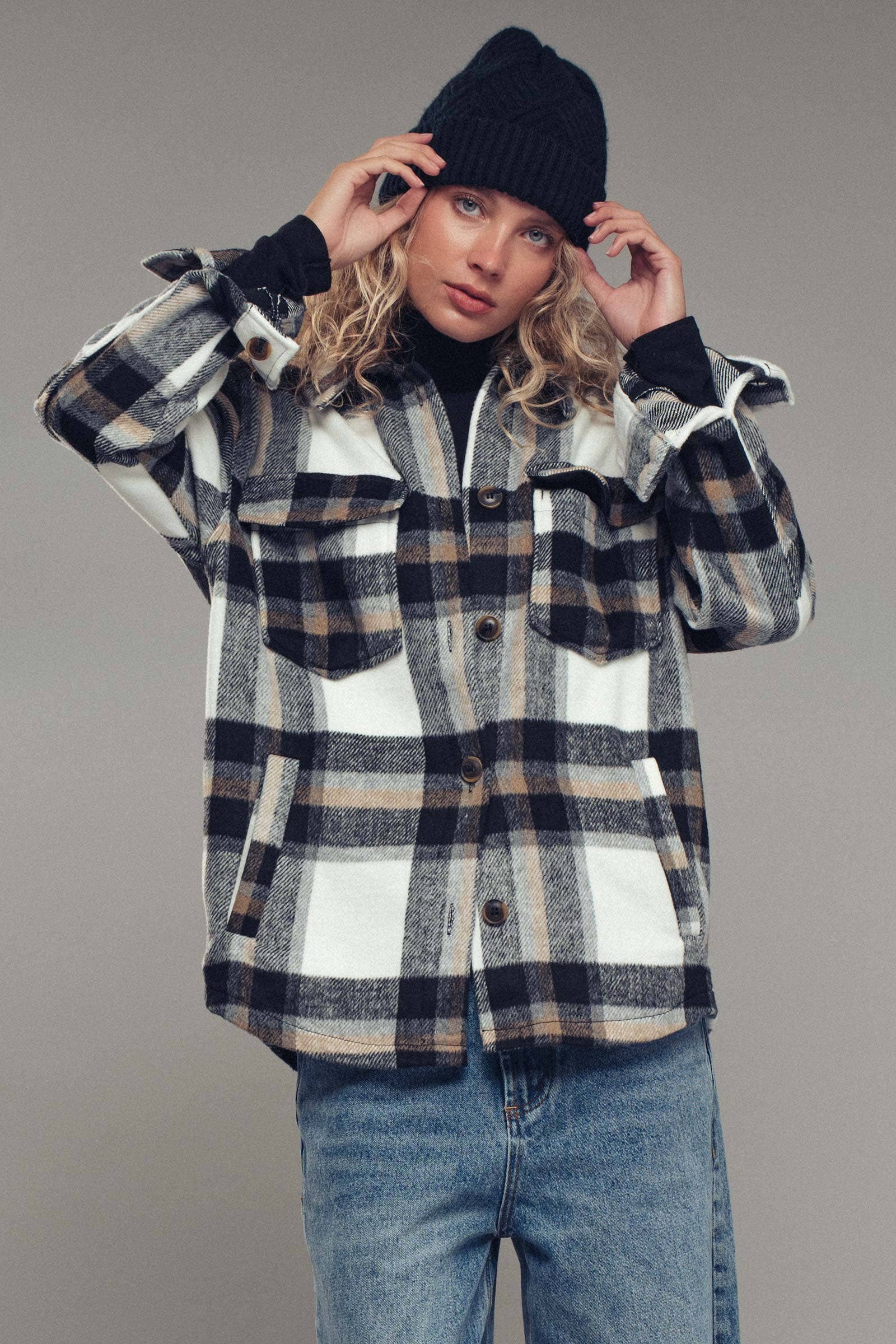 Plaid Button-Down Jacket