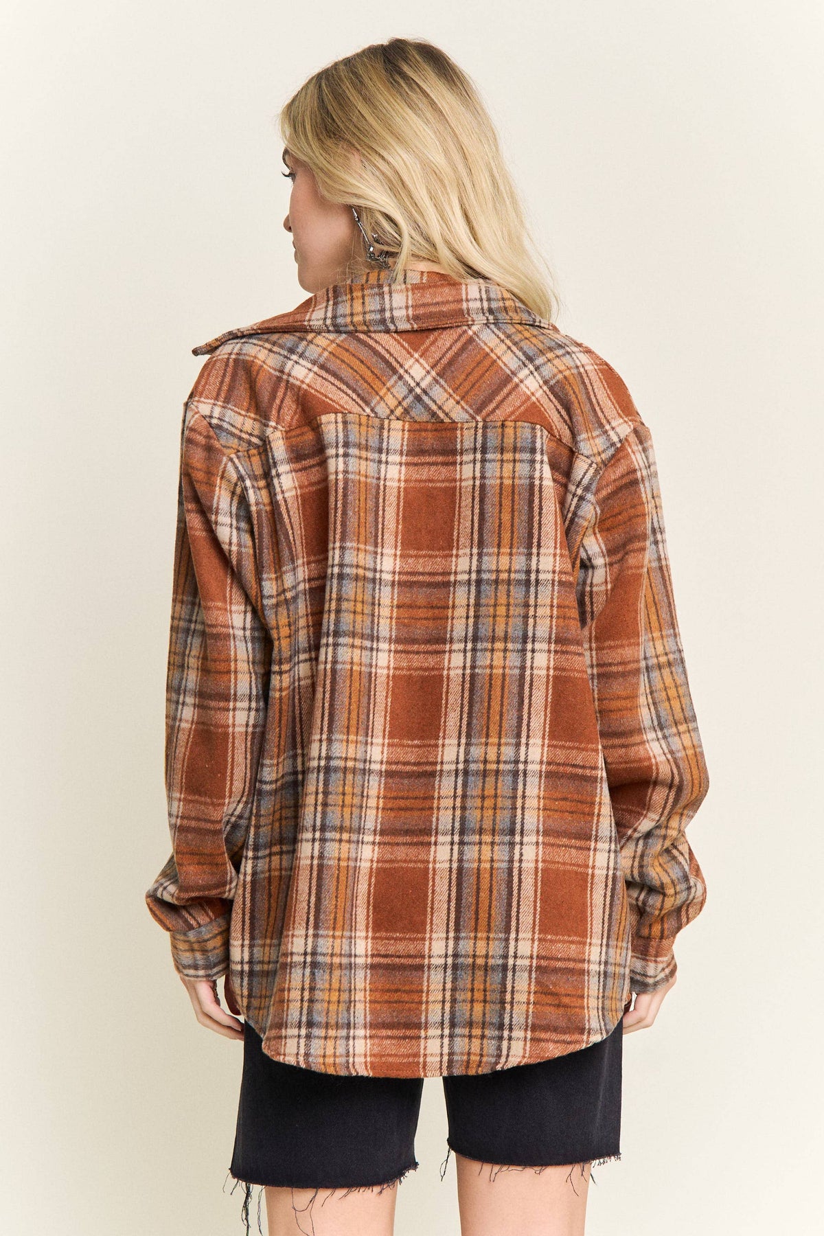 Plaid Button Front Lightweight Shacket