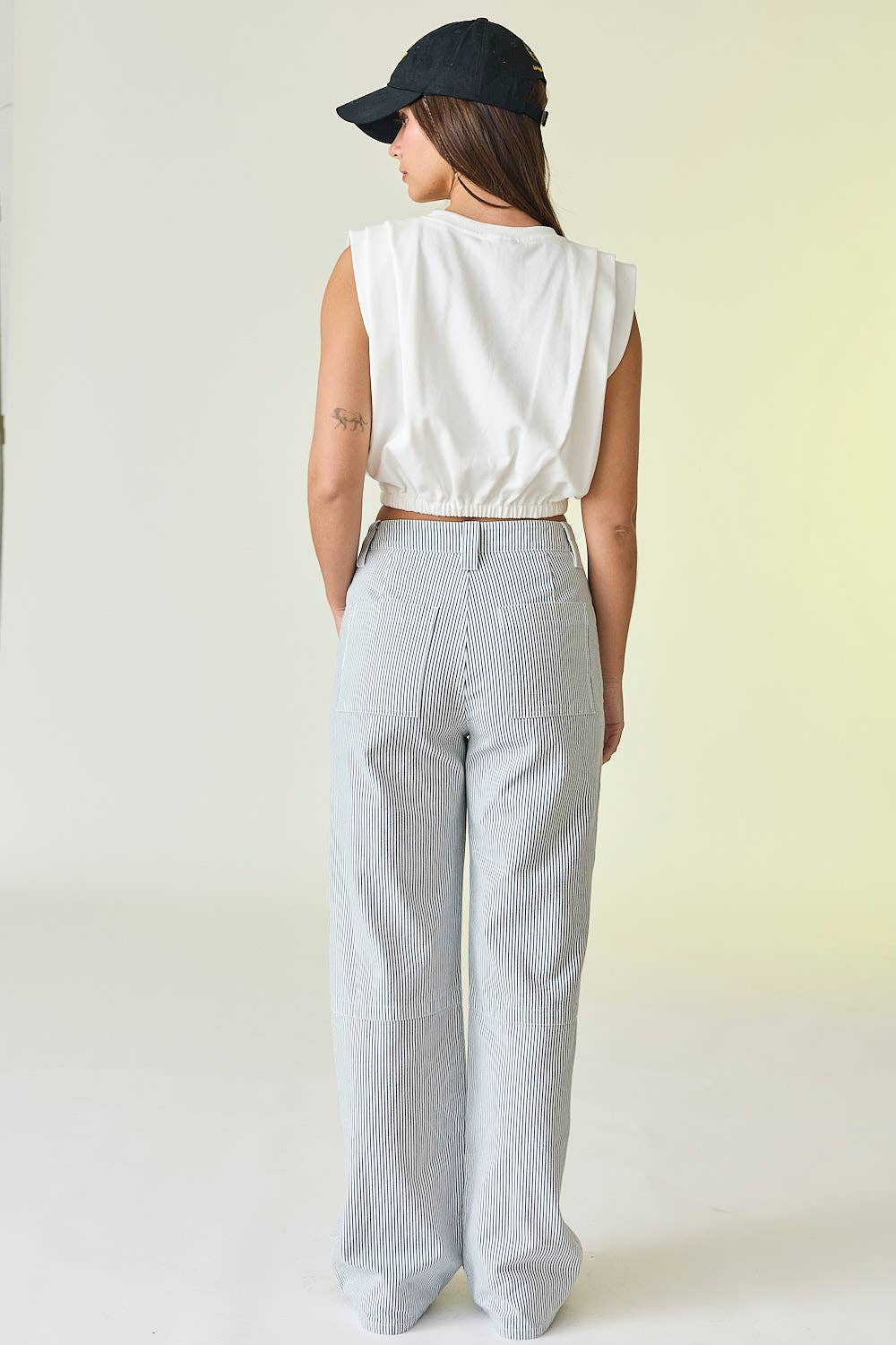 Pinstripe Straight Leg Trousers